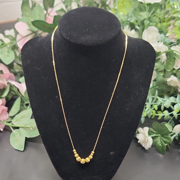Gold Minimalist Necklace with Beads, Simple Elegant Jewelry - Picture 1 of 6